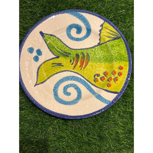 VIETRI PESCI COLORATI Fish Plates Handpainted In Italy Salad Plates Set of (2) - Picture 6 of 8